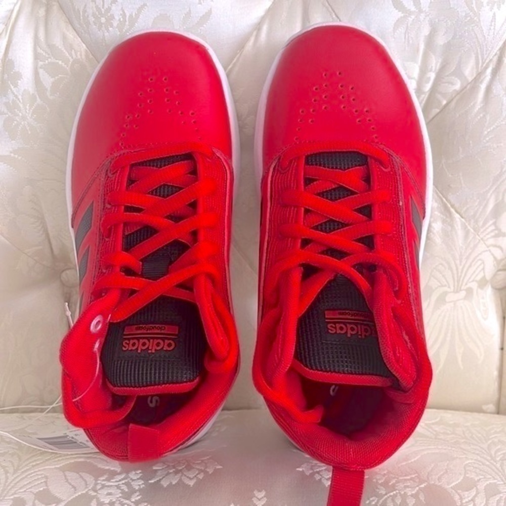 Brand New Adidas Boys CF Ilation 2.0 Mid Top Red & Black Basketball Sneakers - Picture 10 of 16